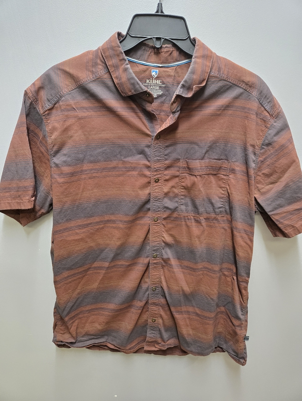 Kuhl Mens Large Intriguer Shirt Short Sleeve Snap Stretch Outdoor Hiking Camp